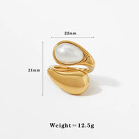 Gold teardrop open ring with measurements 22mm x 21mm approx 12.5g