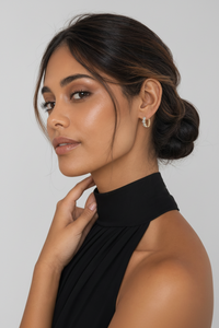 Gold CZ Trio Huggie Hoop Earrings - Lifestyle