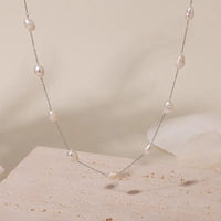 Silver baroque pearl necklace single strand product shot