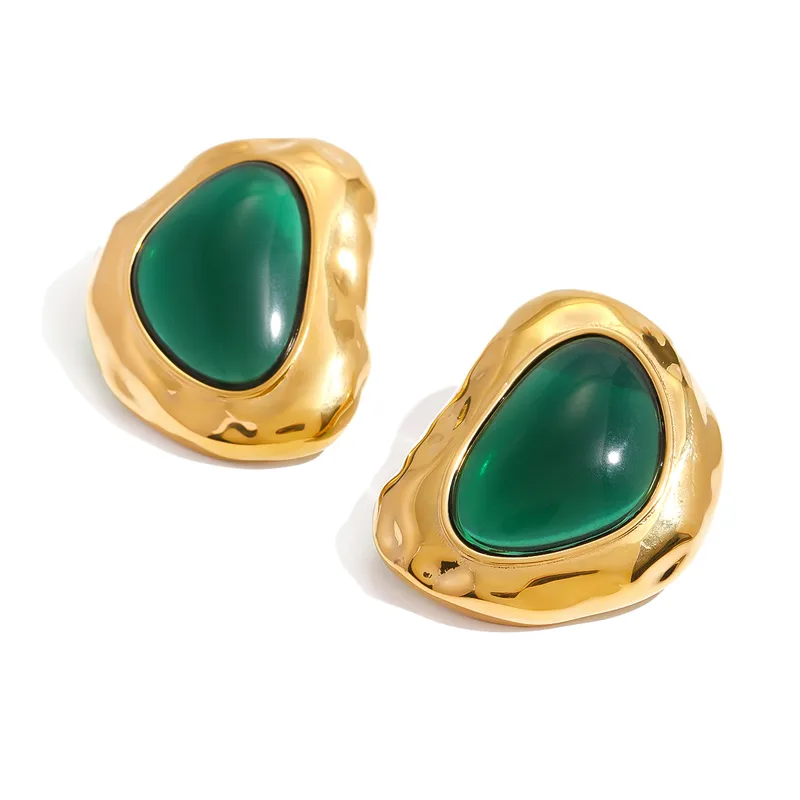 Jade Gold Earrings